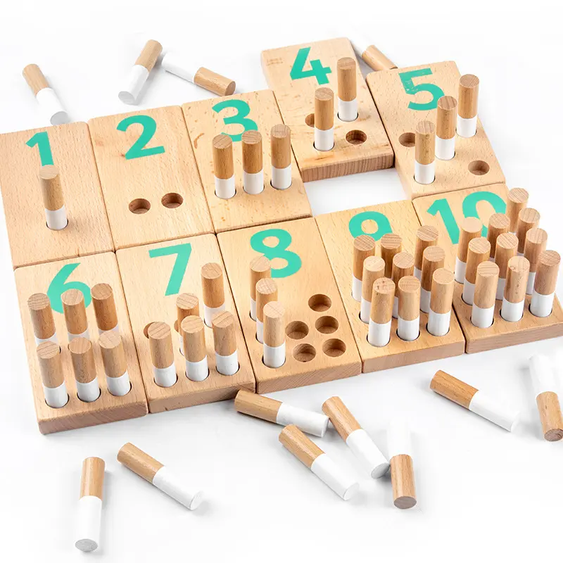 Peg Number Boards Baby Counting Math Wood Teaching Toys Kids Learn wholesale Montessori Educational Wooden Toys for Children