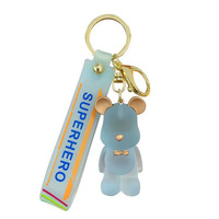 Porte-clés Ours Nœud Papillon en Cristal Créatif, Pendentif de Voiture Exquis pour Couple, Accessoire Cadeau