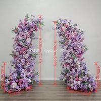Composition florale artificielle en soie pour arche d'angle, mélange violet, pour toile de fond d'entrée de mariage, événements et fêtes décoratives