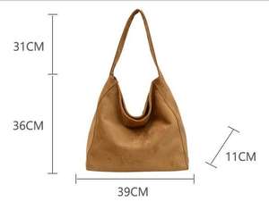 Nuevo bolso de mano <span class=keywords><strong>grande</strong></span> de cuero de ante suave informal con textura Simple solo hombro y brazo bolso de mano versátil para mujer al por mayor - Product Image 3