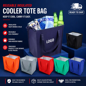 Custom Logo Non-Woven Insulated Cooler <b>Bag</b> Reusable Thermal <b>Lunch</b> <b>Tote</b> Waterproof Zipper Grocery Picnic <b>Bag</b> - Product Image 5