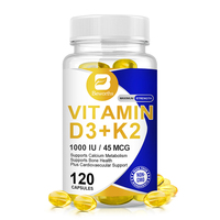 Gélules de Vitamine D3 K2 à Marque Blanche 1000UI D3 & MK7 K2 – Complément pour le Soutien Osseux et Immunitaire des Adultes