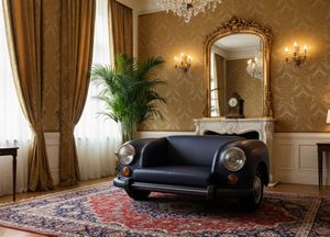 Canapé en cuir d'inspiration automobile vintage avec design de phares classiques pour salon, hôtel, club, intérieur de maison, mobilier d'intérieur - Product Image 3