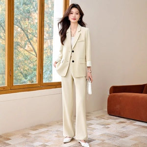 Women's Suit Set Solid Color Polyester Anti-Wrinkle Casual Work Uniforms Spring Autumn 2025 New Style - Product Image 3