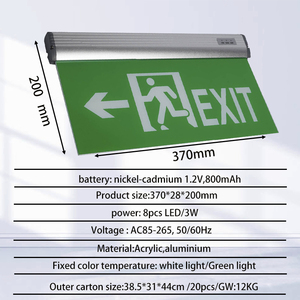 ไฟฉุกเฉินแบบชาร์จไฟได้ รุ่น Tuoming Standard Fire Safety Evacuation Indicator Lamp กล่องสีเขียว ป้ายทางออก LED สำหรับทางเดิน - Product Image 6