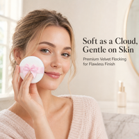 JLY Private Label OEM Poudre Compacte Lavable et Réutilisable en Velours Doux avec Nœud Papillon pour Poudre Libre et Poudre Fixatrice – Idéal Salons de Beauté