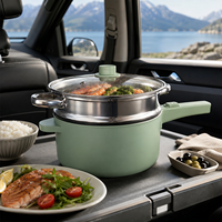 Poêle électrique multifonctionnelle 3,5 L 24 V 220 V pour voiture et camion, avec cuiseur vapeur en acier inoxydable pour le camping