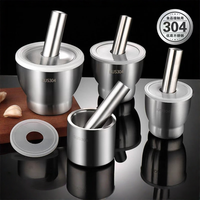 304 RVS Mortar en stamper set met aangepast logo, voor knoflook, kruiden, medicijnen, makkelijk schoon te maken, handmatig, voor keuken en restaurant