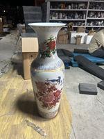 Vase à fleurs cylindrique moderne en céramique chinoise écologique, grand modèle sur pied, design traditionnel pivoine, pour bureau et hôtel