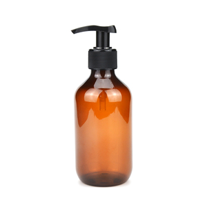 300ml 500ml Color ámbar hombro redondo plástico mascota loción bomba botella para lavado corporal champú jabón líquido - Product Image 2