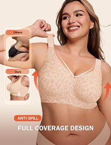Sujetador de gel de cobertura total para tallas grandes, sin aros, con realce lateral, antideslizante, con tirantes anchos ajustables, transpirable, ropa interior femenina - Product Image 3