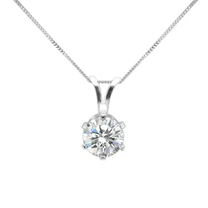 Classical style Necklace Gemstone Cubic Zirconia Jewelry 925 Sterling Silver In Round Shape CZ Pendant