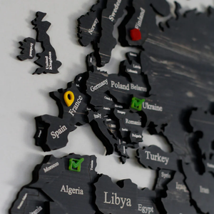 Mappa del Mondo in Legno 3D Multistrato Personalizzata, Decorazione Murale in Legno Nero per Casa, Tuana - Product Image 5