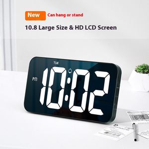 Large 10.8 Inch Digital LED Alarm <b>Clock</b> Modern Silent Single Face Week Display Wall <b>Clock</b> Plastic Mute Screen for Living Room - Product Image 5