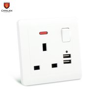 Interrupteurs muraux standard de luxe UK/universels et prise avec Type c 2 Usb Charge rapide 240V articles électroniques pour la maison
