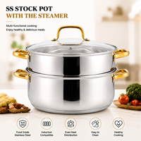 Ensemble de casseroles et marmites de cuisson en acier inoxydable avec couvercles et fond encapsulé, pour la cuisson à la vapeur, vente en gros, directement de l'usine