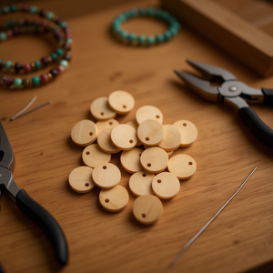 Perline a disco in legno Ilan 5x15mm 20 pezzi per la creazione di gioielli - Product Image 3