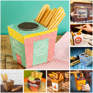 Emballage de boîte à churros en carton <span class=keywords><strong>blanc</strong></span> biodégradable écologique jetable de qualité alimentaire, gobelet à sauce en gros, emballage de collation - Product Image 4