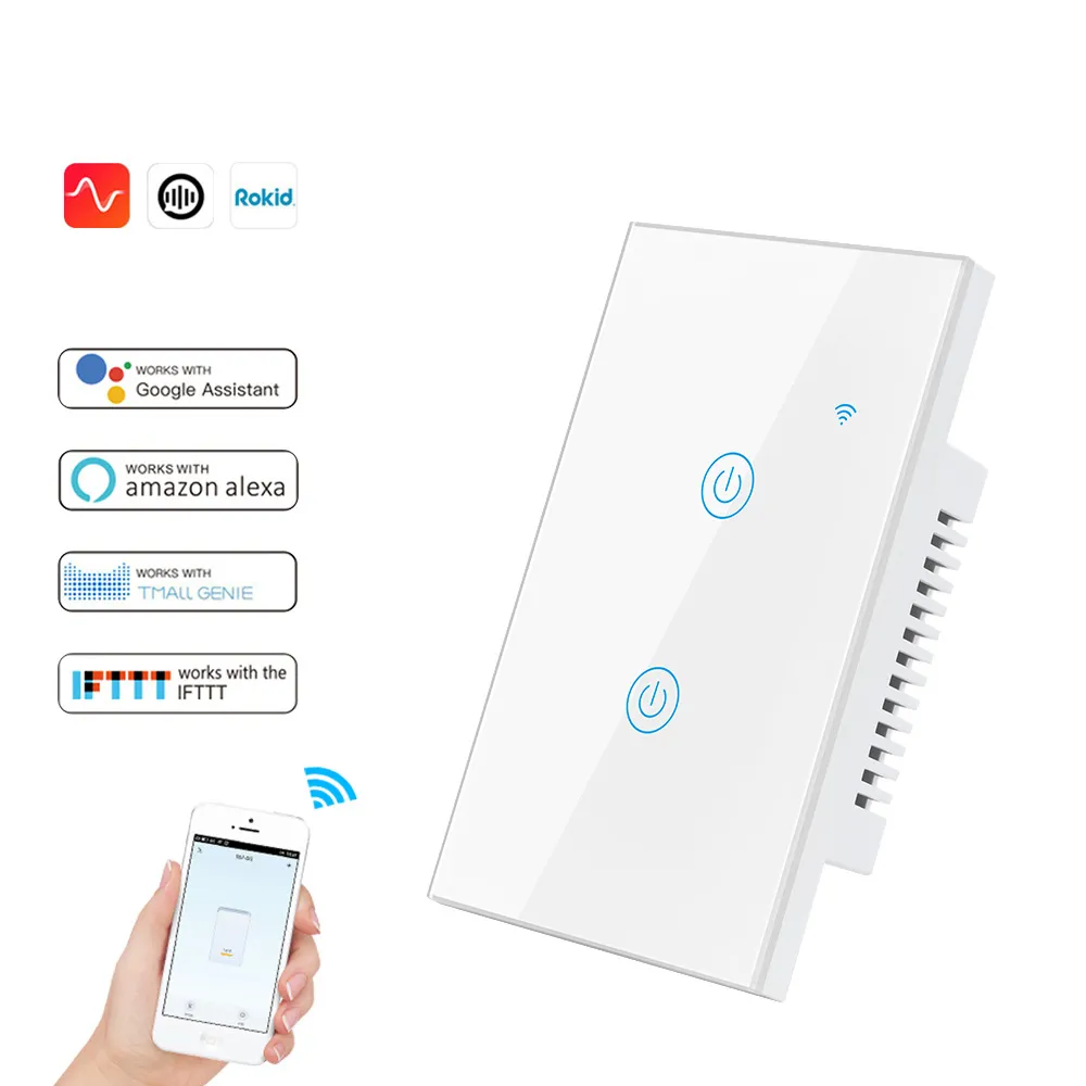 G-Tech Luxury WiFi Smart Touch Interrupteur mural temporisé Smart Life App Télécommande US Standard smart home kits