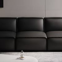 Modernes Echtleder L-förmiges Villa-Schlafsofa-Set mit Kissen, Schwarz, Schwammgefülltes Apartment-Bett für Hotel-Wohnzimmer