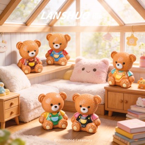 Oso de Peluche Sentado, Decoración en Miniatura, Adorno de Resina Plástica para Escritorio, Decoración de Dormitorio, Paquete de Varias Piezas - Product Image 1