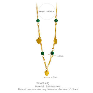 Collar de Joyería con Colgante de Corazón de Turquesa Natural, Chapado en Oro de 18k, Acero Inoxidable 316L, Resistente al Agua y al Deslustre, para Mujer - Product Image 6