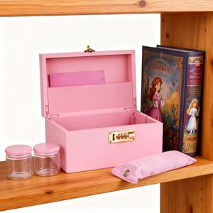 Herbal <b>Mix</b> <b>Box</b> With Rolling Tray Lockable Storage Case For Smoking Accessories Pink Rectangular Design - Product Image 2