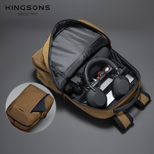 Kingsons Men's <b>Backpack</b> 20-35L Water Resistant Large Capacity Everyday Use Solid Color Detachable Strap - Product Image 2