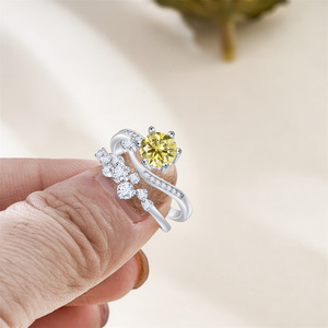Best Wholesale 100% <b>925</b> Sterling <b>Silver</b> VVS 1CT Green Moissanite <b>Ring</b> for Women with GRA - Product Image 4
