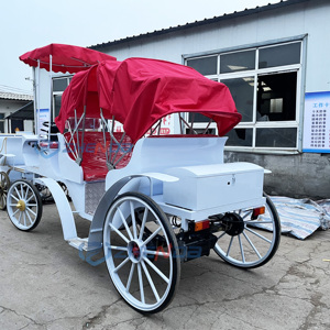 Luxury Factory Customization Electric Red Royal Carriage Sculpture 4 Wheel Sightseeing <b>Princess</b> Wedding Carriage - Product Image 6