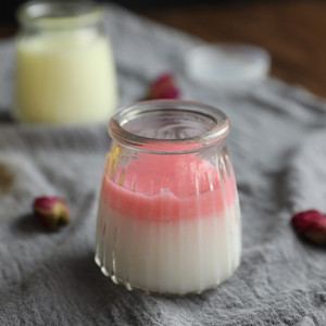 Venta al por mayor tarro de yogur de vidrio rayado vacío con tapa de plástico 50ml - Product Image 3