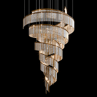 Lustre en cristal en spirale sur mesure, lampe suspendue verticale rotative de luxe en verre pour villa, hôtel, hall, salon, éclairage de projet