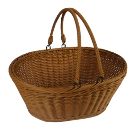 Cesta de rattan tecido para armazenar, cesta para piquenique, frutas e vegetais