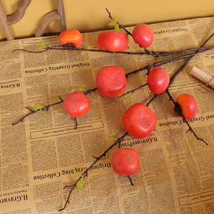 Branche de kaki artificielle Ruilisi 30-100cm, rouge orangé, nouveau style chinois, décoration d'intérieur, accessoires de mariage - Product Image 3