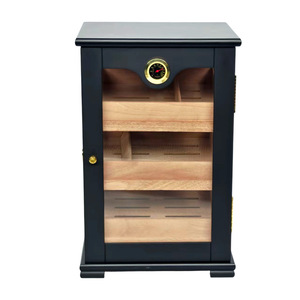 Tiered Cigar Storage Cabinet Wooden Large Capacity Compartment Design Freestanding Humidor - Product Image 5