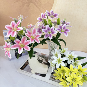 Usine de fleurs artificielles Meiyu Craft, bouquet de lys en soie à 8 têtes, décorations pour mariage et maison - Product Image 1