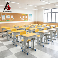 Ensemble de mobilier scolaire réglable en hauteur, durable et standard, bureau et chaise individuels pour élèves du primaire et du secondaire