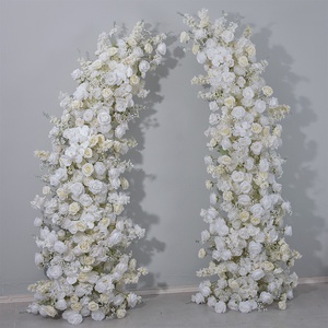 Colonnes de fleurs artificielles pour mariage : roses blanches, orchidées, gypsophile – Décoration florale en soie pour scène – Vente directe usine en gros - Product Image 2