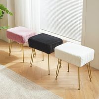 Banc ottoman moderne Banc en velours avec repose-pieds rembourrés pour le salon avec pieds en métal doré et siège rembourré rose