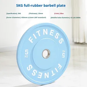 أوزان حديدية مطلية بالمطاط بألوان الماكارون ذات ثقوب كبيرة للرجال والنساء، مجموعة تدريب باربل - Product Image 4