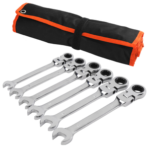 Juego de Llaves de Trinquete de 17 Piezas y 72 Dientes, de 8-24 mm, Métricas, de Acero al Cromo Vanadio, Ajustables, de Doble Extremo - Product Image 1