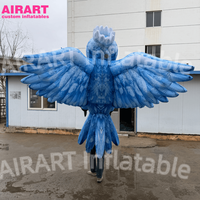 Marionnette gonflable en forme d'oiseau pour fêtes et spectacles, marionnette d'oiseau bleu pour défilés
