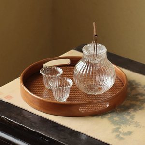 Plateau de rangement multifonctionnel en bambou laqué de style Dynastie Song, pour fruits, service à thé et articles divers ; plateau de bureau d'inspiration Zen - Product Image 1