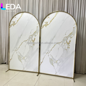 LEDA Stainless Steel <b>Gold</b> Background Frame White panel <b>Gold</b> Arch Backdrop For Wedding Event Party Stage Decor - Product Image 2