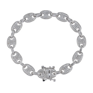 9Mm Wide <b>Copper</b> <b>Bracelet</b>, Hip-hop <b>Copper</b> Pig Nose <b>Bracelet</b> Full of Zirconium Coffee Beans Tanjing Fashion Lijing Necklace - Product Image 2