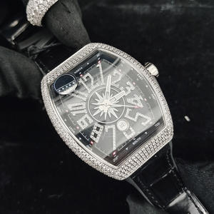 Montre automatique de sport pour homme, design de luxe, dernier cri, cadran carré, diamants, montre de mode pour affaires, bracelet en cuir, aiguilles en acier inoxydable - Product Image 6