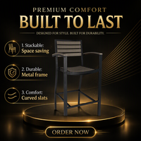 Tabouret de bar moderne en aluminium sans accoudoirs, chaise de comptoir avec assise en plastique ou en bois, pour restaurant, café, bar à domicile