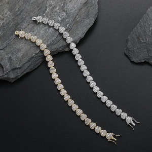 Love Zircon <b>Bracelet</b> Men's and Women's <b>Bracelet</b> <b>Couple</b> Stacked Wind Tennis Chain Heart Shape Tanjing Fashion Lijing Necklace - Product Image 3