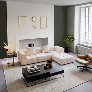 Divano Modulare <span class=keywords><strong>a</strong></span> Forma di L Senza Struttura, Stile Crema, Compresso Sottovuoto per Piccoli Spazi, Divano in Spugna Compressa per Soggiorno - Product Image 4