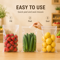 Sacs d'emballage respirants transparents de qualité alimentaire pour produits frais, personnalisés en BOPP, auto-adhésifs et ventilés pour légumes